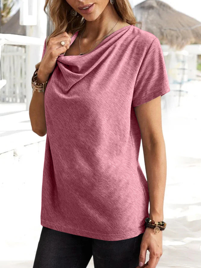 solid casual fashion short sleeve Top