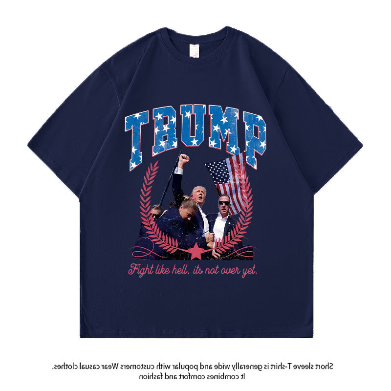 American Trump Pattern Printed Loose Couple T-shirt