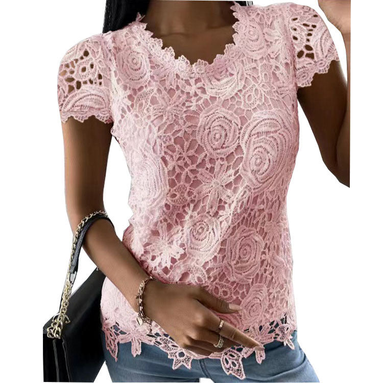 Lacy short sleeve top