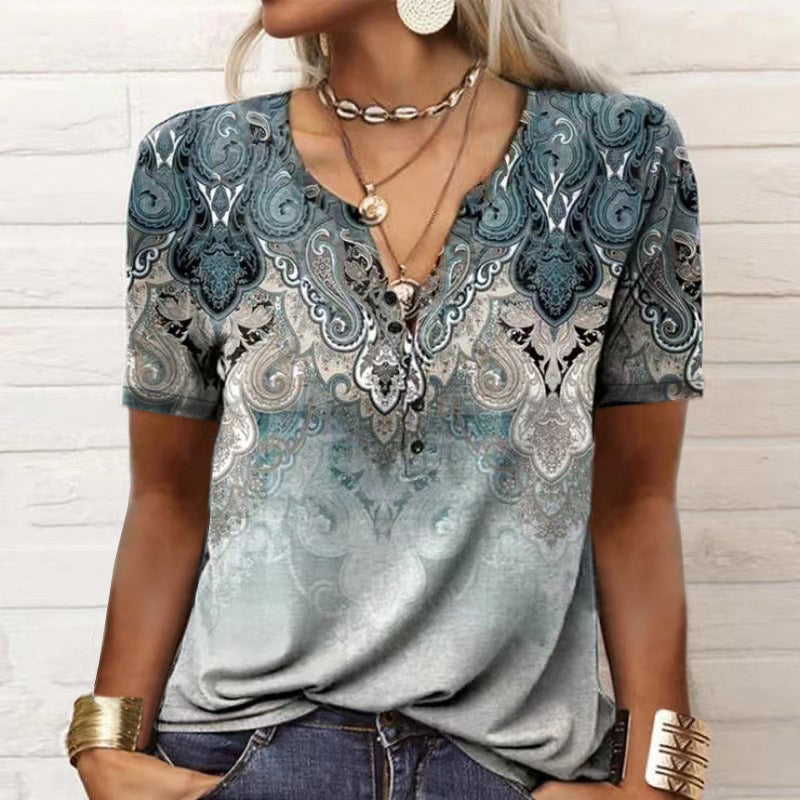 Printed national fashion T-shirt woman