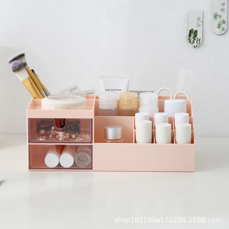 Sleek Desktop Cosmetics Storage Box With Dustproof Lipstick Rack