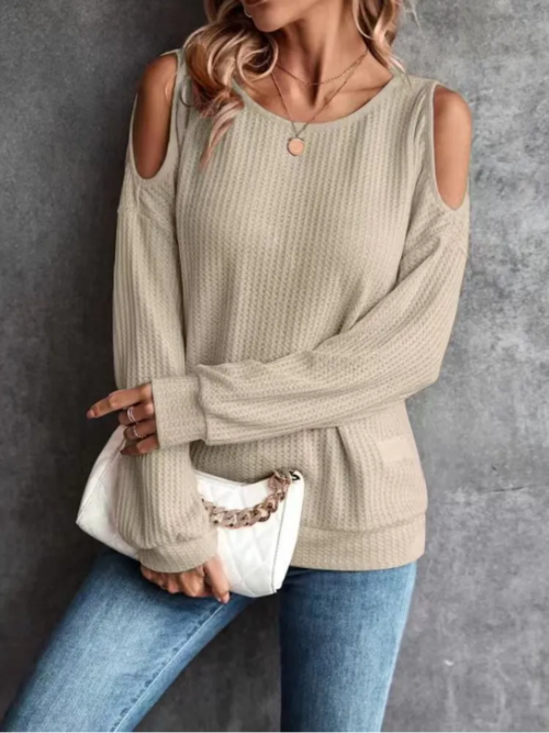 Off Shoulder Long Sleeve Button Shirts