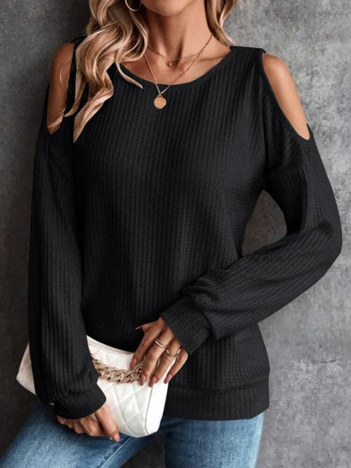 Off Shoulder Long Sleeve Button Shirts