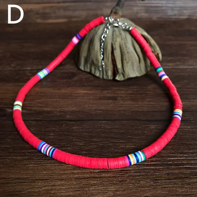 Bohemian fashion with our Colorful Clay Choker Necklace