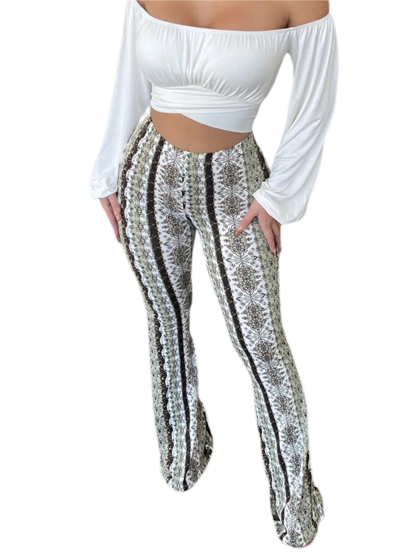 Frauen Boho Flare Pants Ethnic Tribal