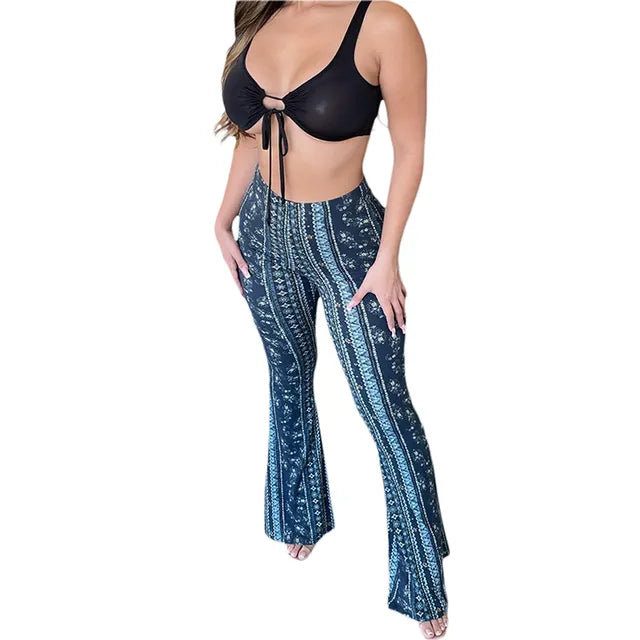 Frauen Boho Flare Pants Ethnic Tribal