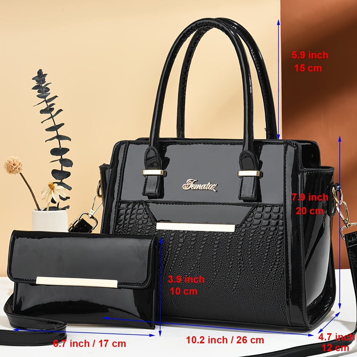 Crocodile Pattern Handbag Set