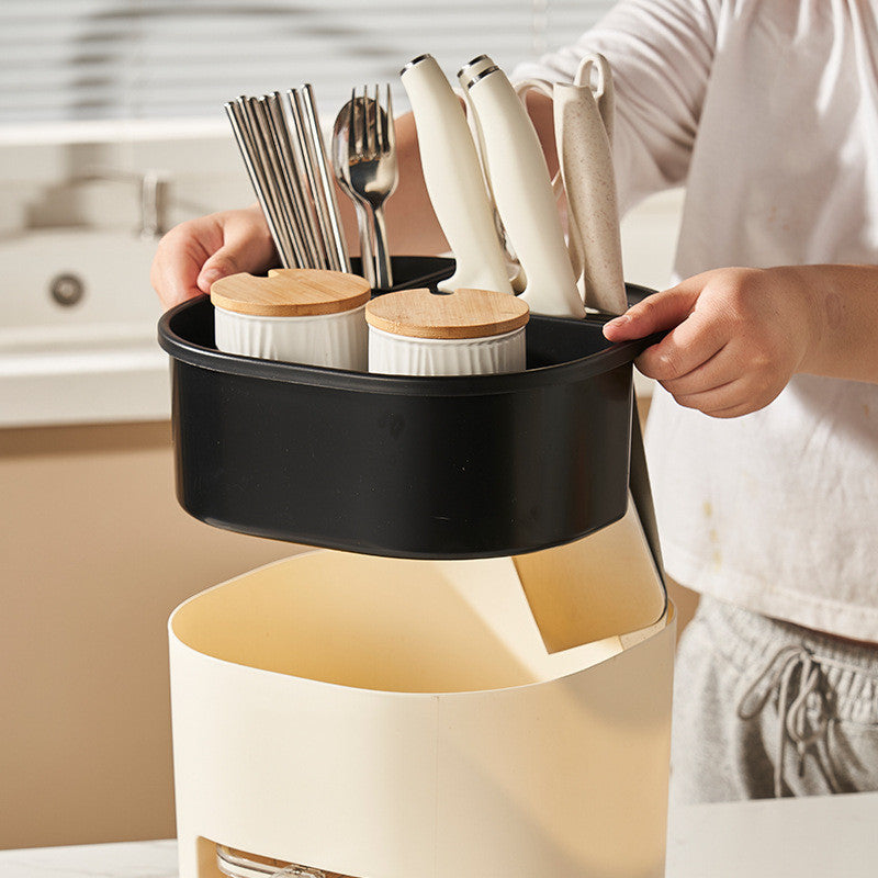 Multifunctional Kitchen Storage Rack for Cutlery & Seasoning Jars