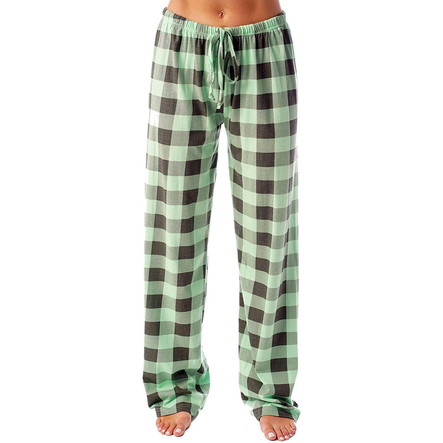 Plaid Drawstring Print Casual Loose Trousers