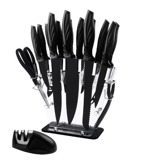 Stainless Steel Kitchen Knives: Set of 17