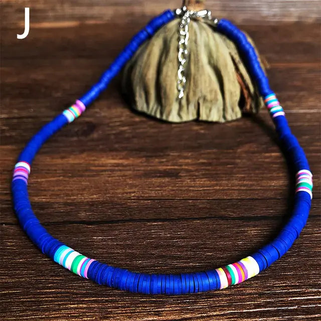 Bohemian fashion with our Colorful Clay Choker Necklace