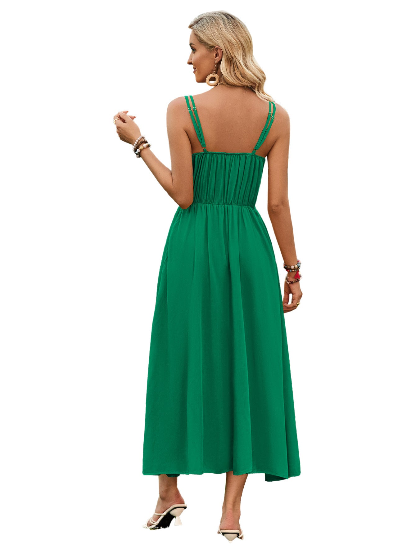 Suspender Long Dress W/ Bow Waist Tie Design