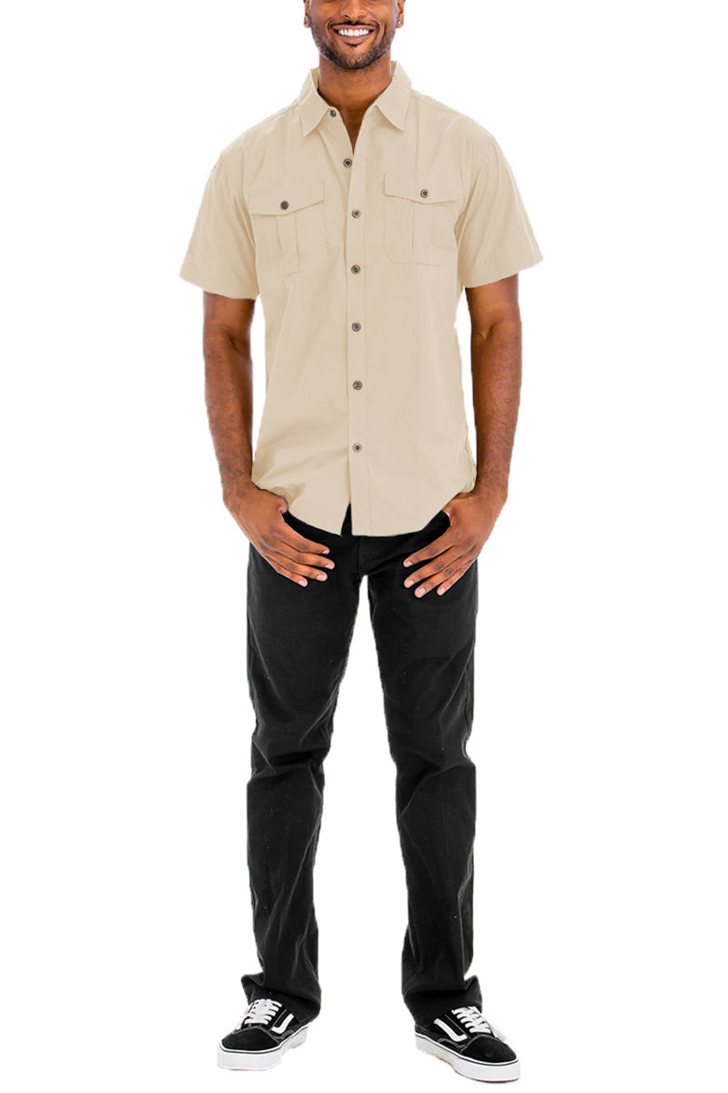 Two Pocket Button Down Shirt - Pumice Stone