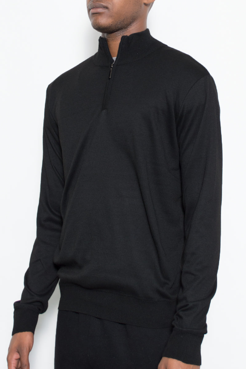 Solid Quarter Zip Sweater NR2010 - Black