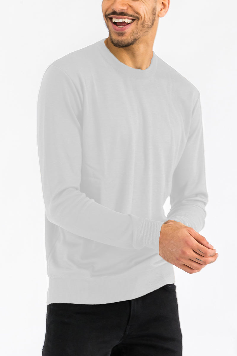 Round Neck Knit Sweater NR2011 - Heather Grey