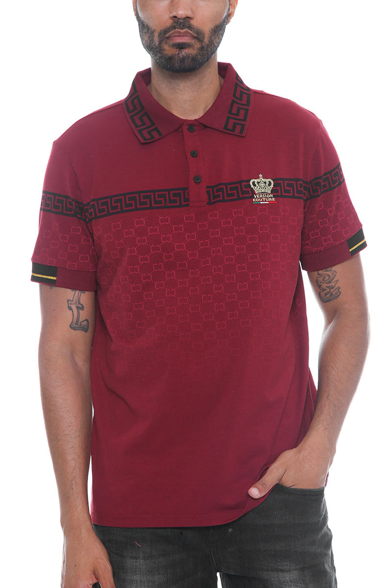 Italian Print Collared Polo Shirt