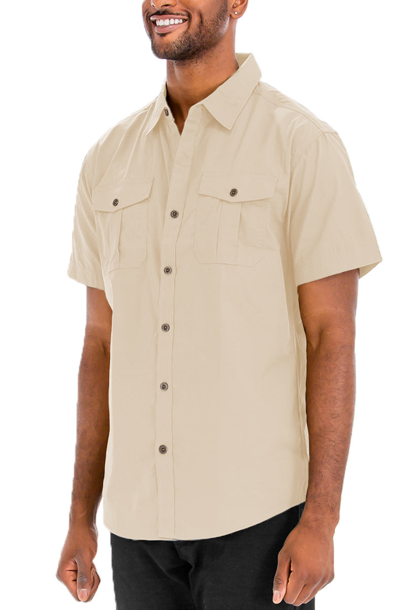 Two Pocket Button Down Shirt - Pumice Stone