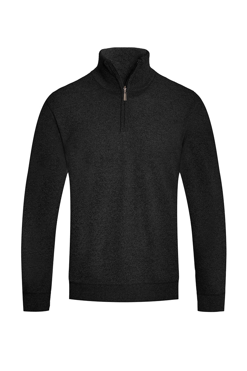 Solid Quarter Zip Sweater NR2010 - Black