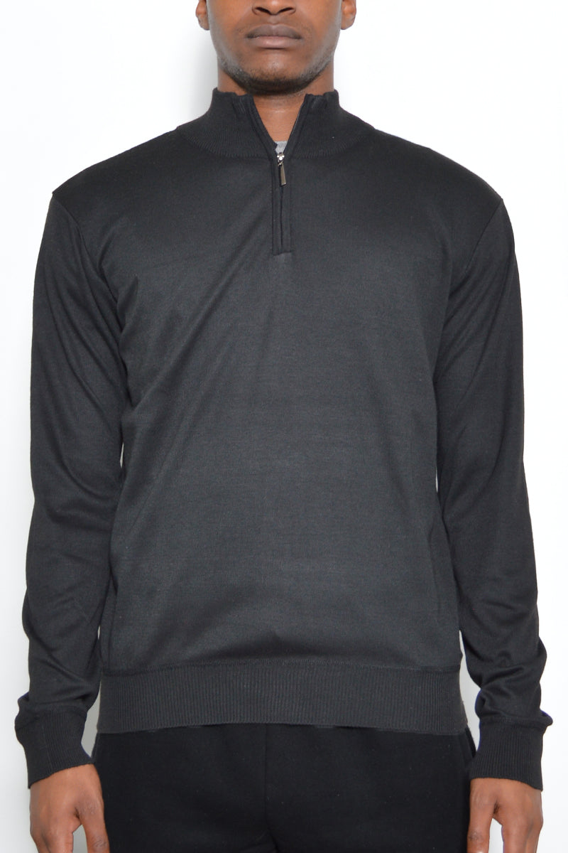 Solid Quarter Zip Sweater NR2010 - Black