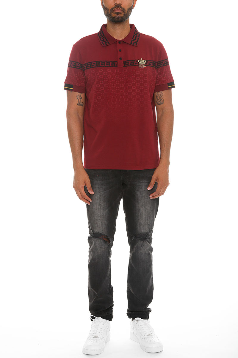 Italian Print Collared Polo Shirt