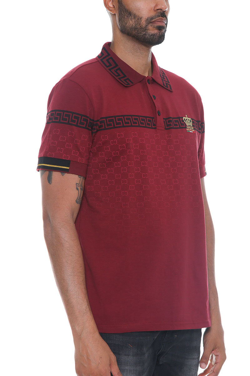 Italian Print Collared Polo Shirt