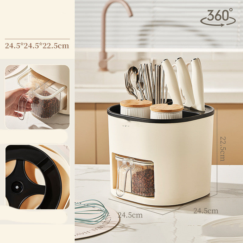 Multifunctional Kitchen Storage Rack for Cutlery & Seasoning Jars