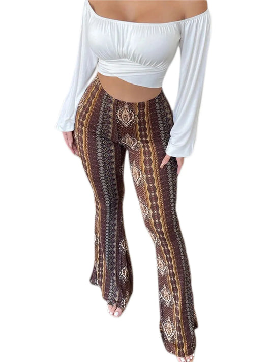 Frauen Boho Flare Pants Ethnic Tribal