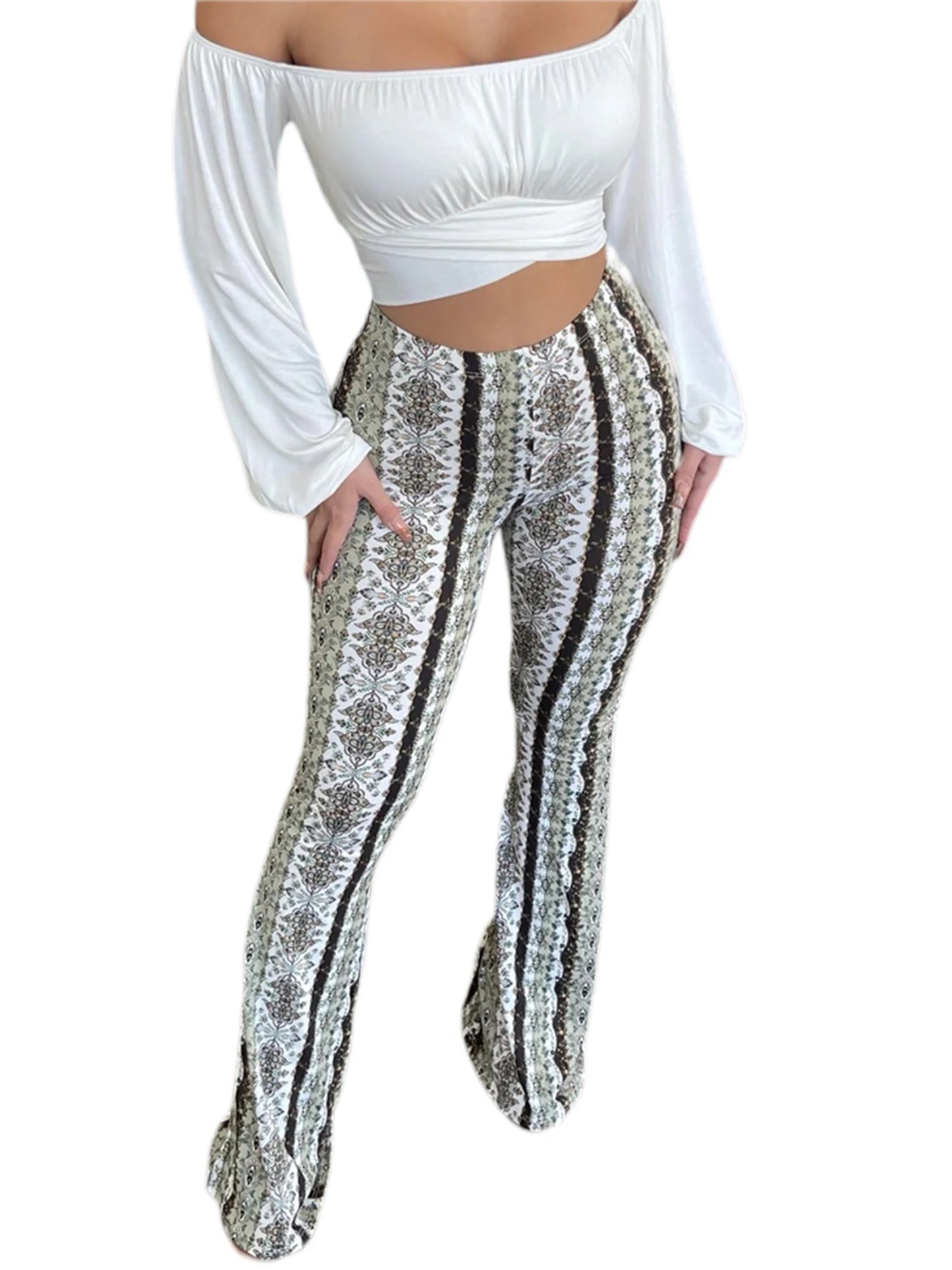 Frauen Boho Flare Pants Ethnic Tribal