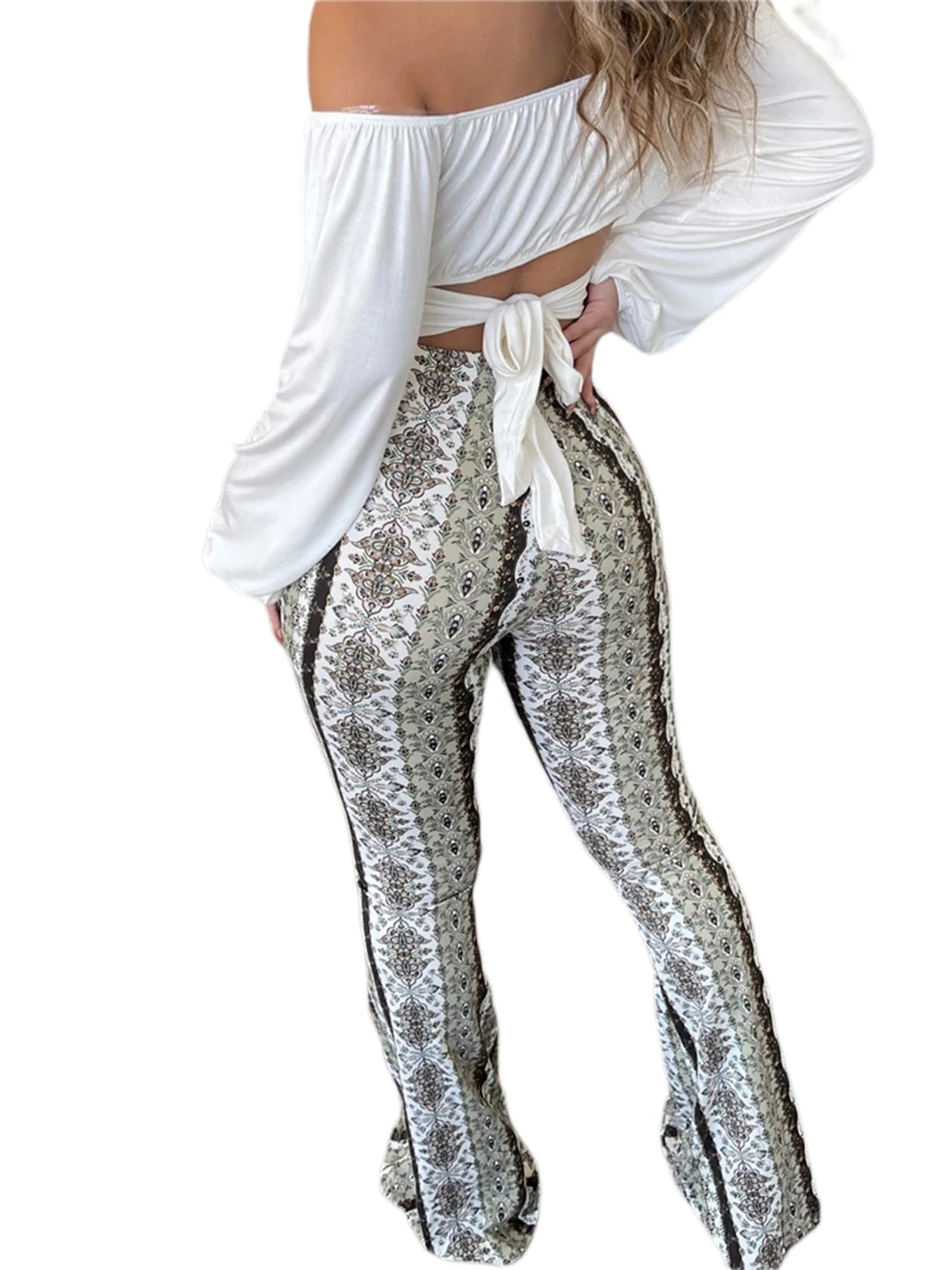 Frauen Boho Flare Pants Ethnic Tribal