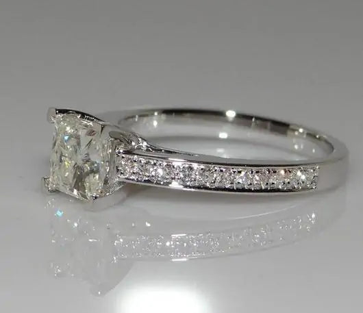 Square White Cubic Engagement Ring