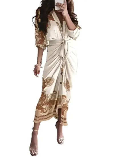 Bohemian Clingy Elastic Plain Outfit L Wrap Dress