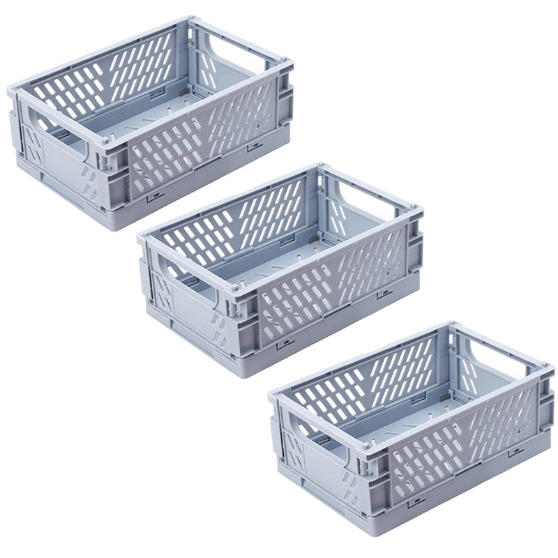 Pack of 3 Mini Folding Plastic Crates Storage Drawer Basket Organizers_0