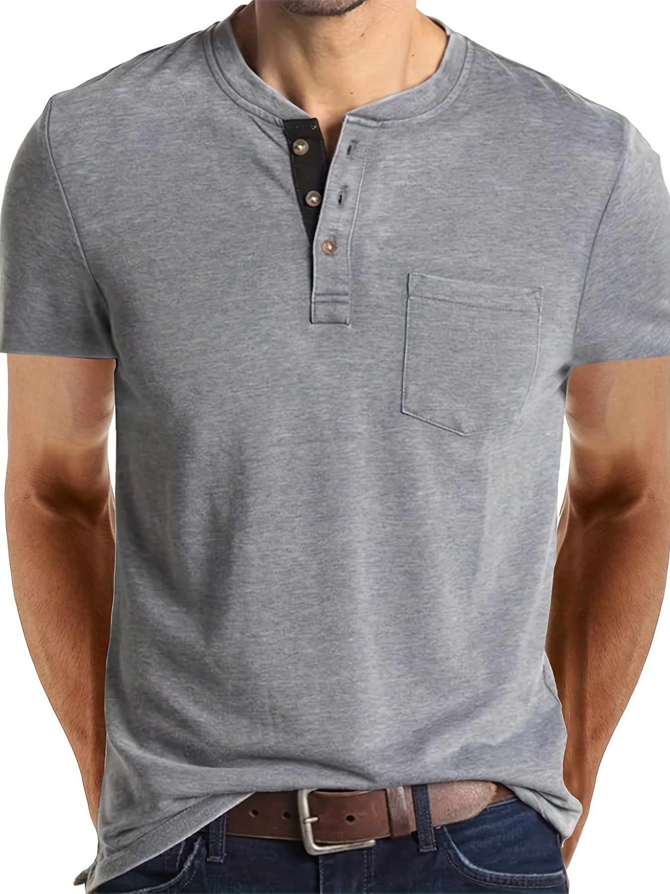 Men's Breathable Solid Color V-Neck T-Shirt