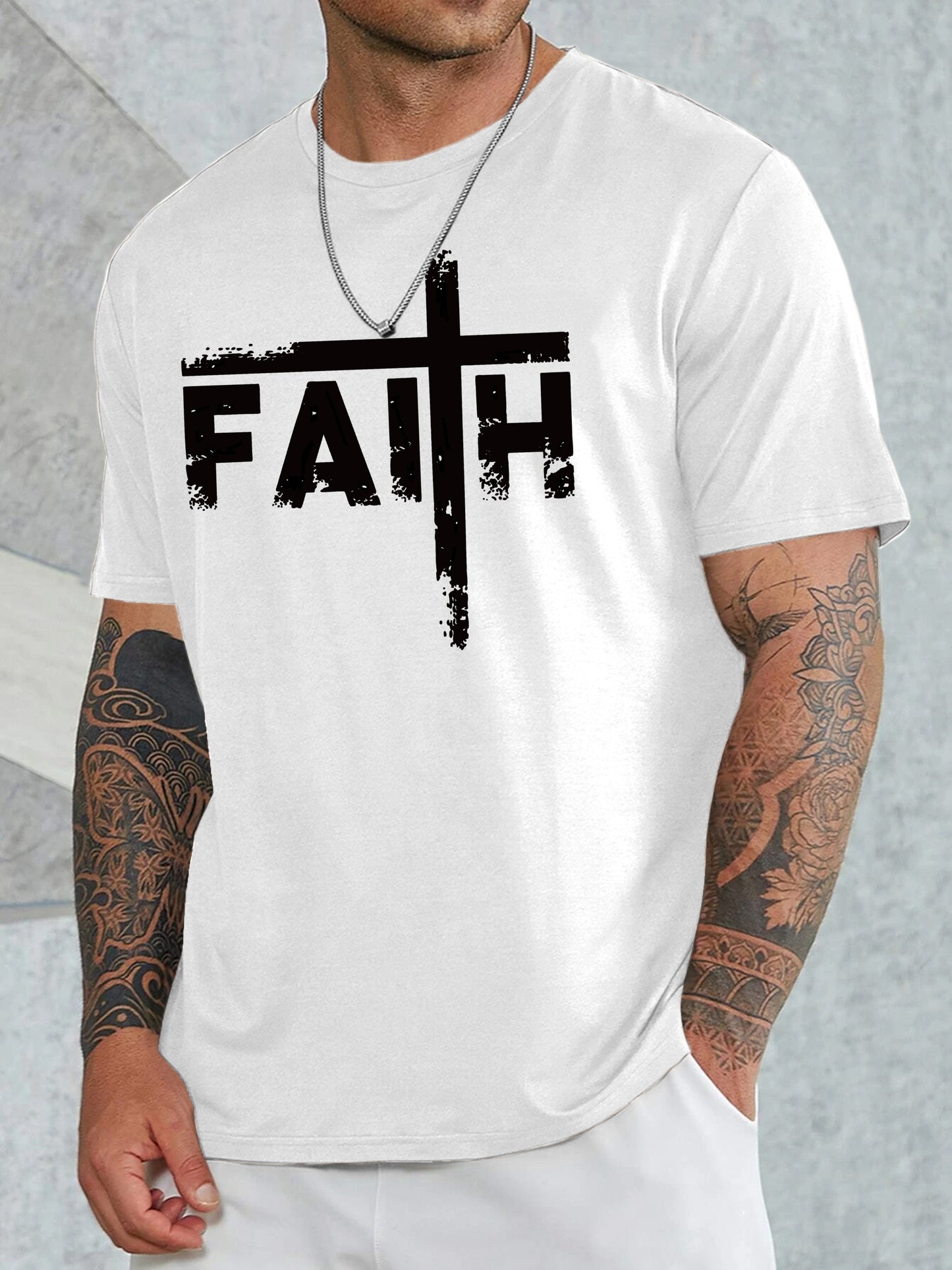 Men's FAITH Graphic Casual Round Neck Sports T-Shirt