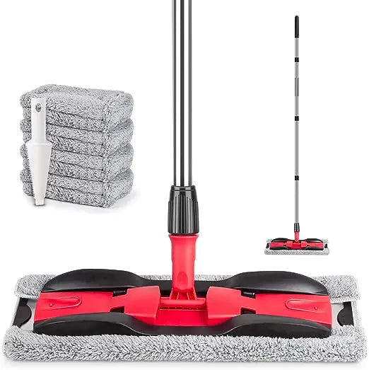 Hardwood Floor Mop with 4 Reusable Microfiber Mop Heads