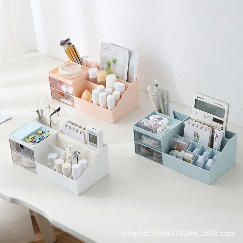 Sleek Desktop Cosmetics Storage Box With Dustproof Lipstick Rack