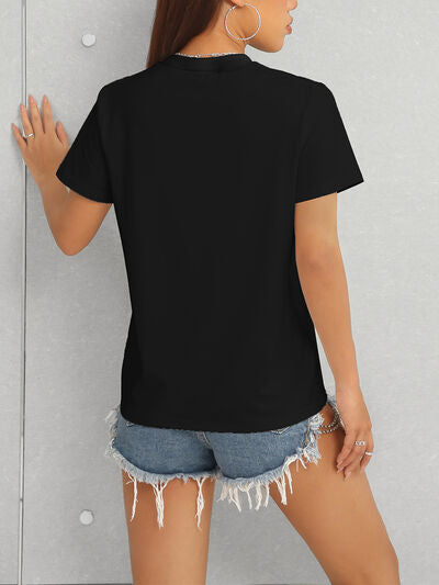 LUCKY Round Neck Short Sleeve T-Shirt