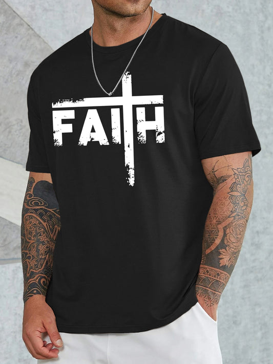 Men's FAITH Graphic Casual Round Neck Sports T-Shirt