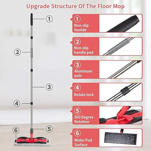 Hardwood Floor Mop with 4 Reusable Microfiber Mop Heads